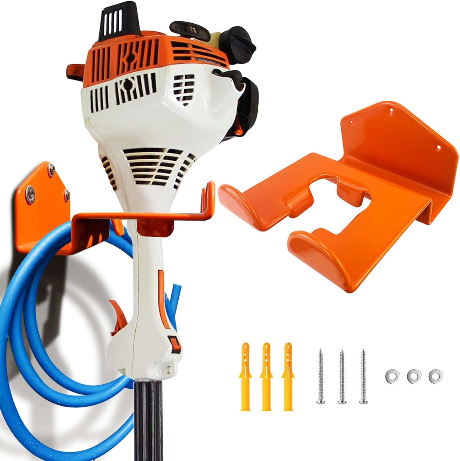 Wall-mounted and freestanding tool racks for garage and workshop storage, compatible with hand and power tools.