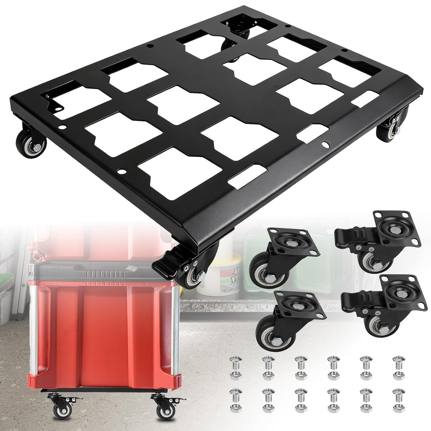 Heavy-Duty Packout Dolly Cart – 200lb, No-Drill, Locking Wheels