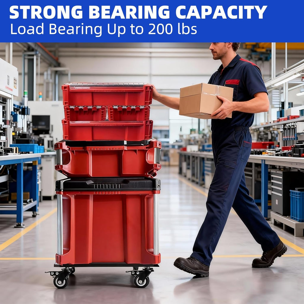 Heavy-Duty Packout Dolly Cart – 200lb, No-Drill, Locking Wheels