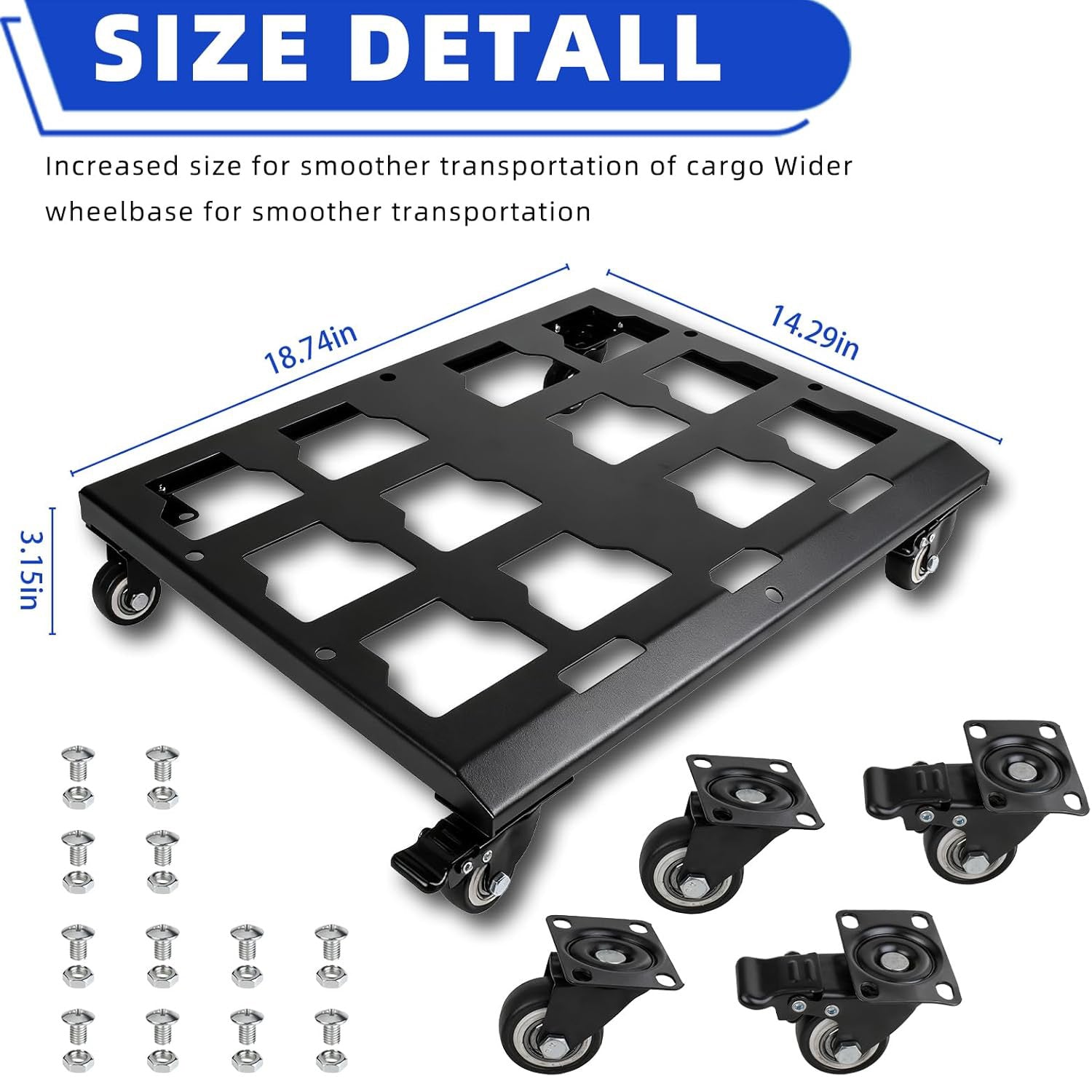 Heavy-Duty Packout Dolly Cart – 200lb, No-Drill, Locking Wheels