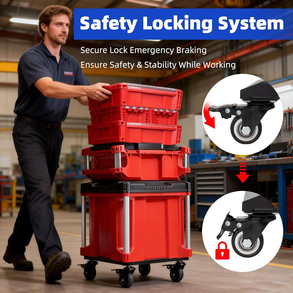 Heavy-Duty Packout Dolly Cart – 200lb, No-Drill, Locking Wheels