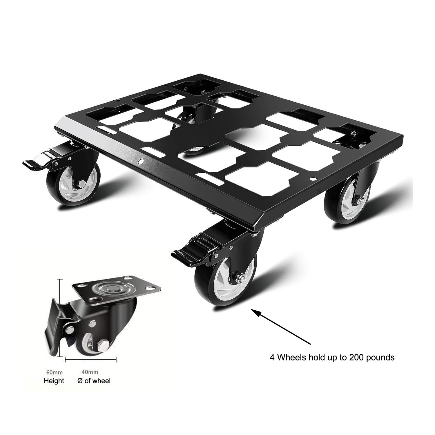 Heavy-Duty Packout Dolly Cart – 200lb Capacity, No-Drill Design & Locking Wheels