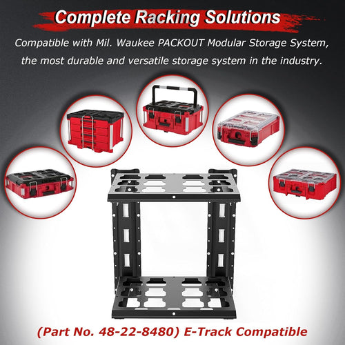 Carbon Steel Packout Shelves Compatible with Milwaukee Packout 48-22-8480 Shelf Wall Mount, 80 lbs Load Capacity, Extended 23-inch E-Track, 2-Shelf