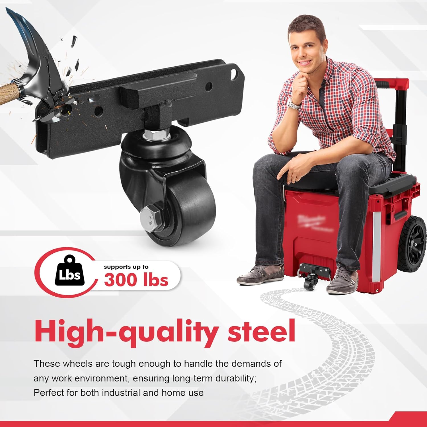 Front Wheels Compatible for Milwaukee Packout Rolling Tool Box,Packout Caster Wheels Accessories for Packout Tool Box,Making Transportation Easier