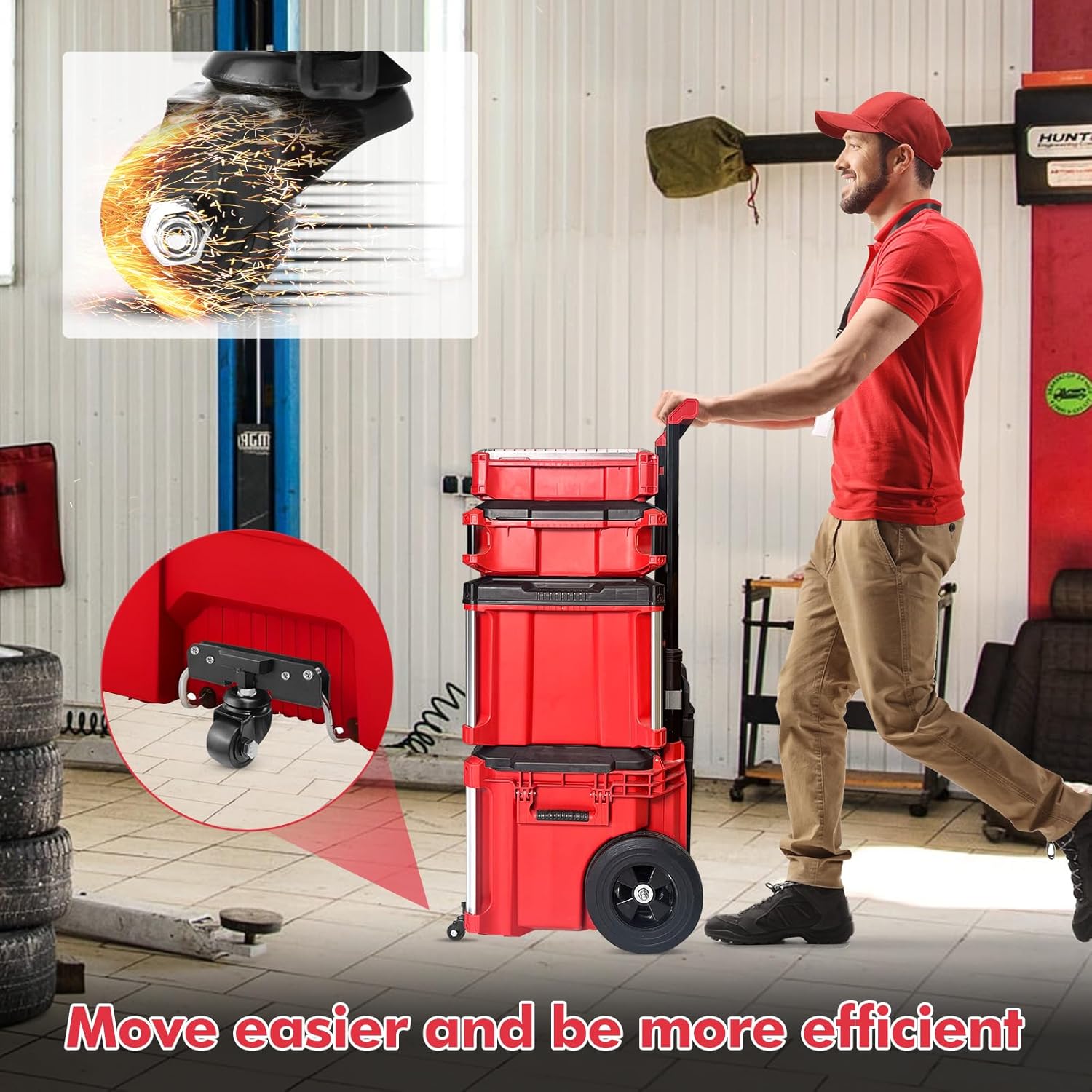 Front Wheels Compatible for Milwaukee Packout Rolling Tool Box,Packout Caster Wheels Accessories for Packout Tool Box,Making Transportation Easier