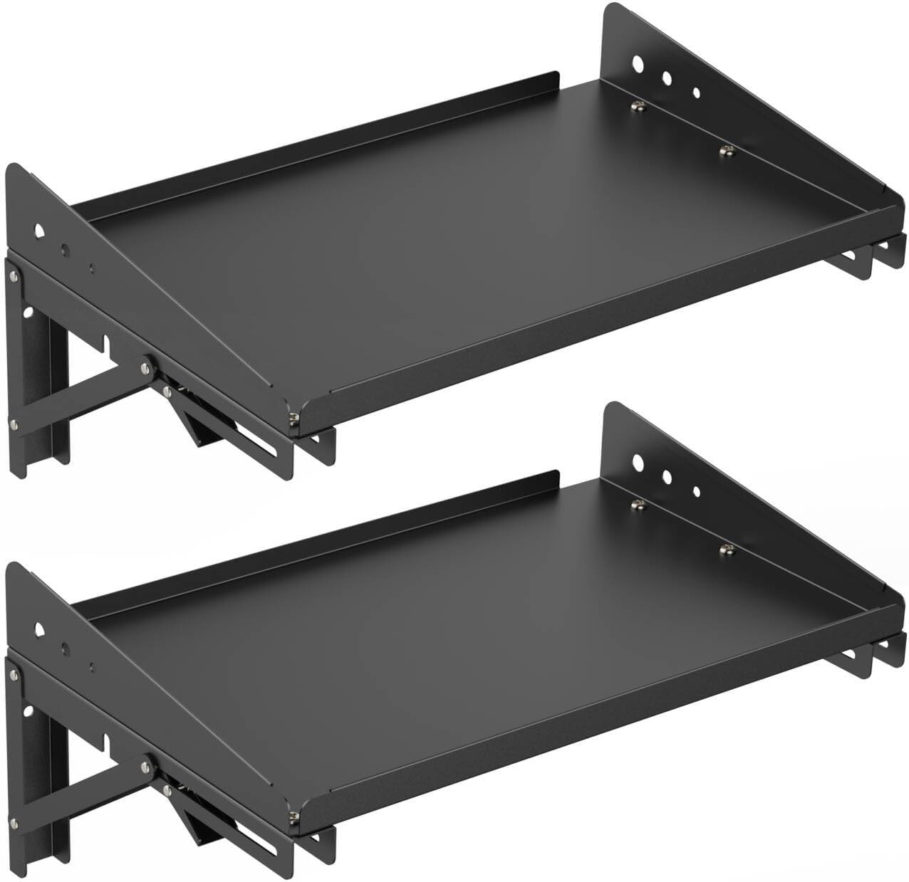 Garage Folding Storage Rack Shelves,200LB Metal Wall Mounted Adjustable Rail Shelf for Garage,Power Tools,Toolbox,Storage Shelves with Lip for Workshop Kitchen Office (2 Pack)