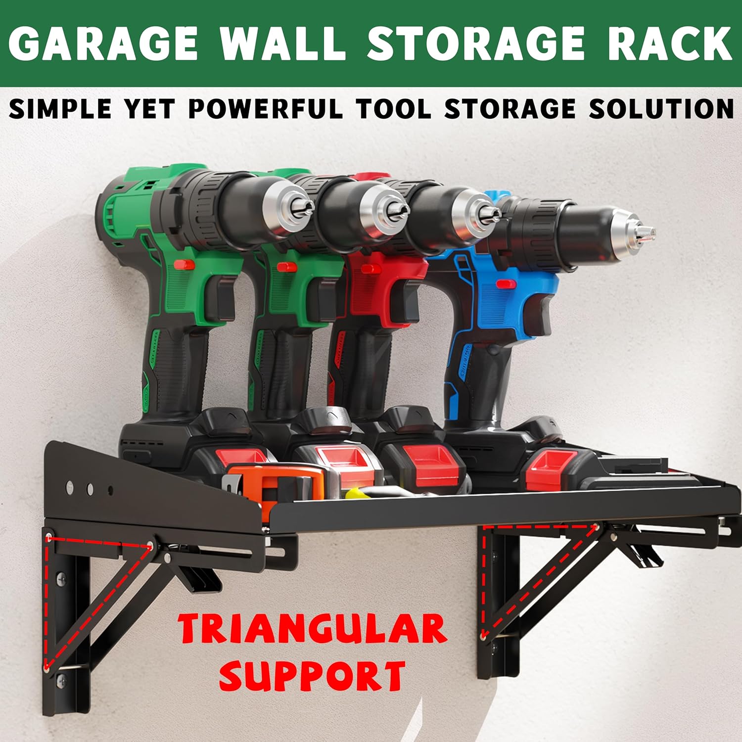 Garage Folding Storage Rack Shelves,200LB Metal Wall Mounted Adjustable Rail Shelf for Garage,Power Tools,Toolbox,Storage Shelves with Lip for Workshop Kitchen Office (2 Pack)