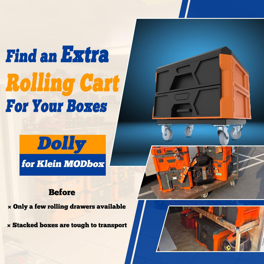 Heavy Duty Metal Dolly for Klein MODbox – Rolling Cart with Locking Casters