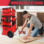 4-Slot Battery Holder for Modular Tool Storage Systems – Side Mount Battery Organizer with Corner Rail Clips, Secure & Easy Access