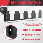 Metal bracket with text highlighting resistant material, high strength, and dimensions.