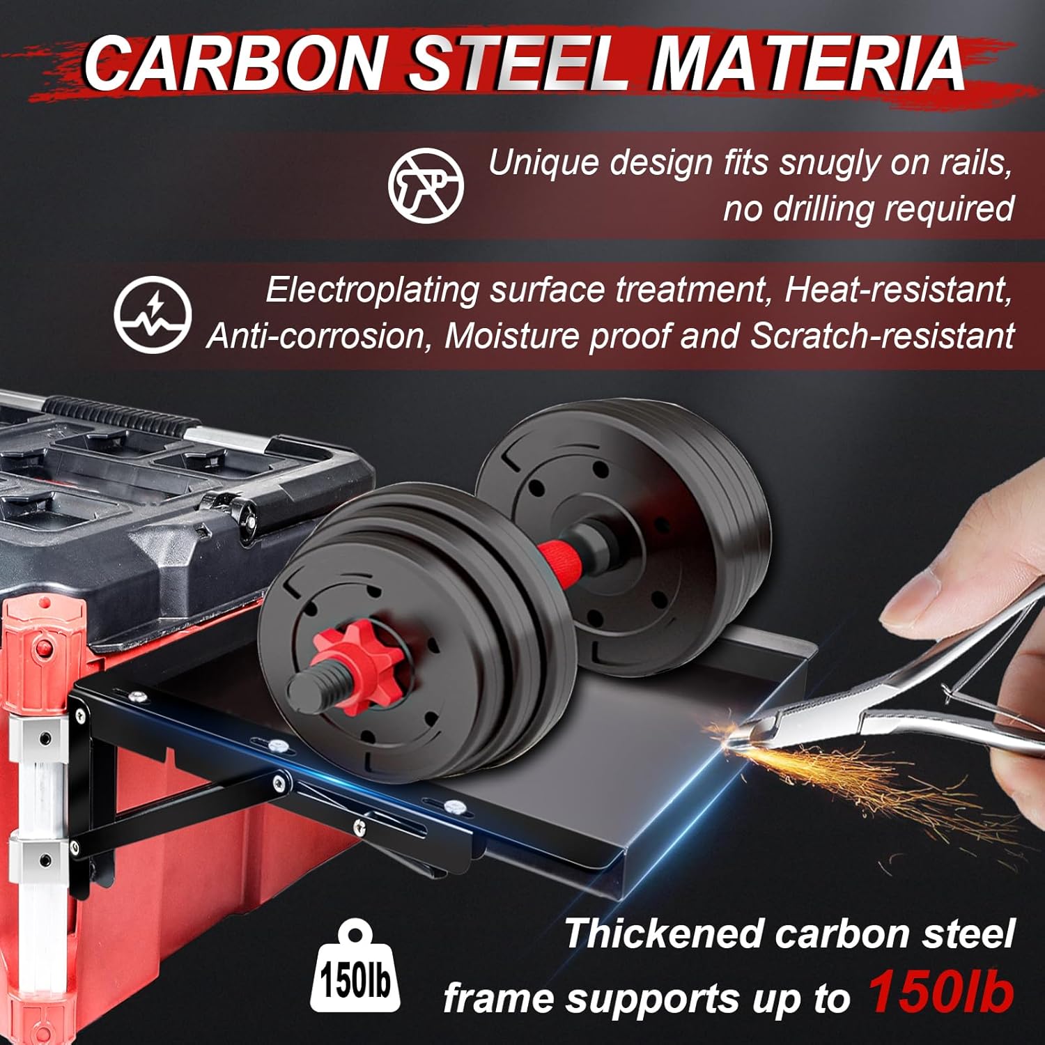 Magnetic Kit Compatible with Milwaukee Packout Toolbox, Folding Table Top Compatible with Milwaukee Packout, Tool Tray Side Bracket Compatible with Rails, No Drilling