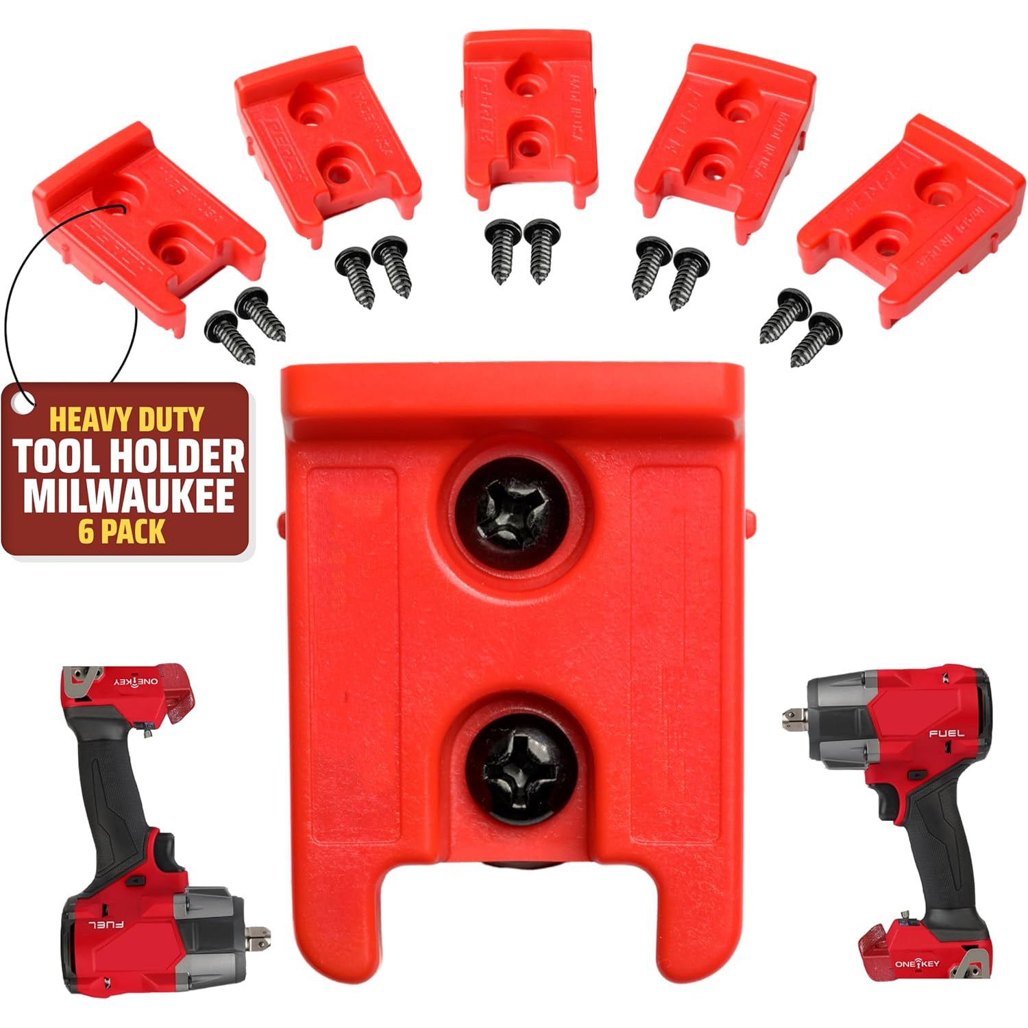 9-Pack Tool Holder for Milwaukee M18/18V Cordless Tools – Snap-Fit Wall Mount Organizer with Easy Install Hardware