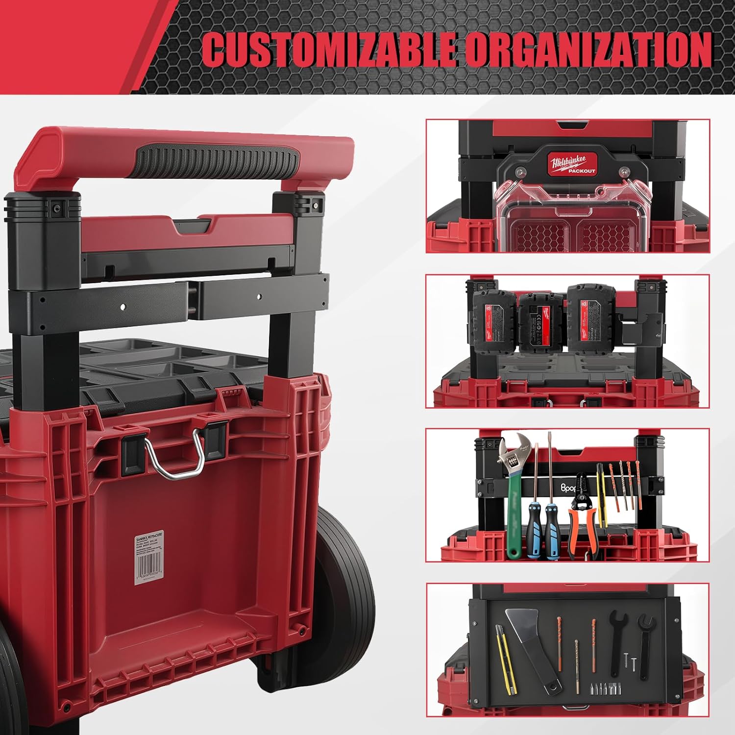Packout Compact Mounting Plate Holder Compatible with Milwaukee 4822-8426 Rolling Toolbox, Mounted on Packout Toolbox Handle ,Mounting Plate for Tool Storage, Organization