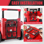 Red tool cart with installation instructions on a white background