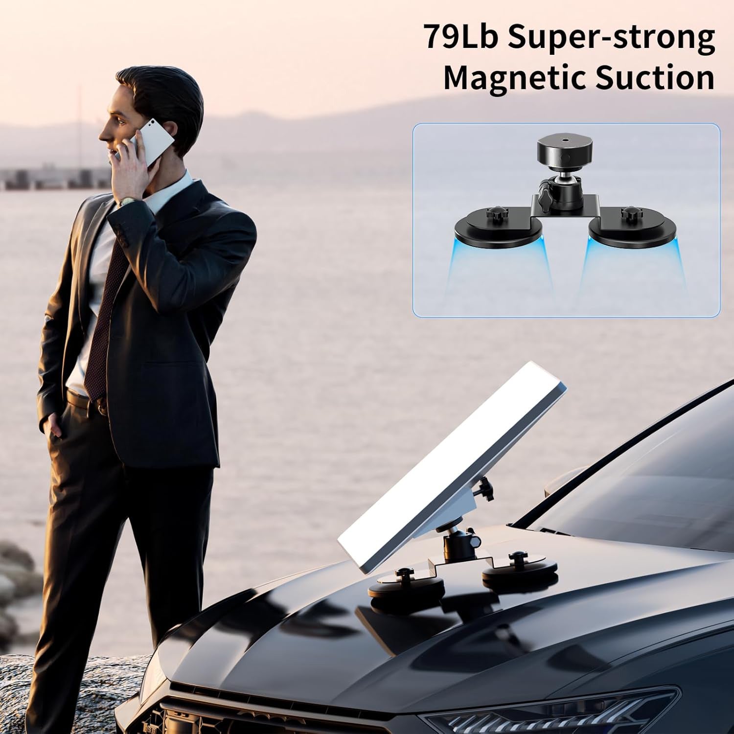 Starlink Mini Dish Mount, Magnetic Car Mount, Adjustable Angle, Black Metal Frame, Compatible with Starlink Mini Dish, Accessories for Car Roof RV Trucks Boat