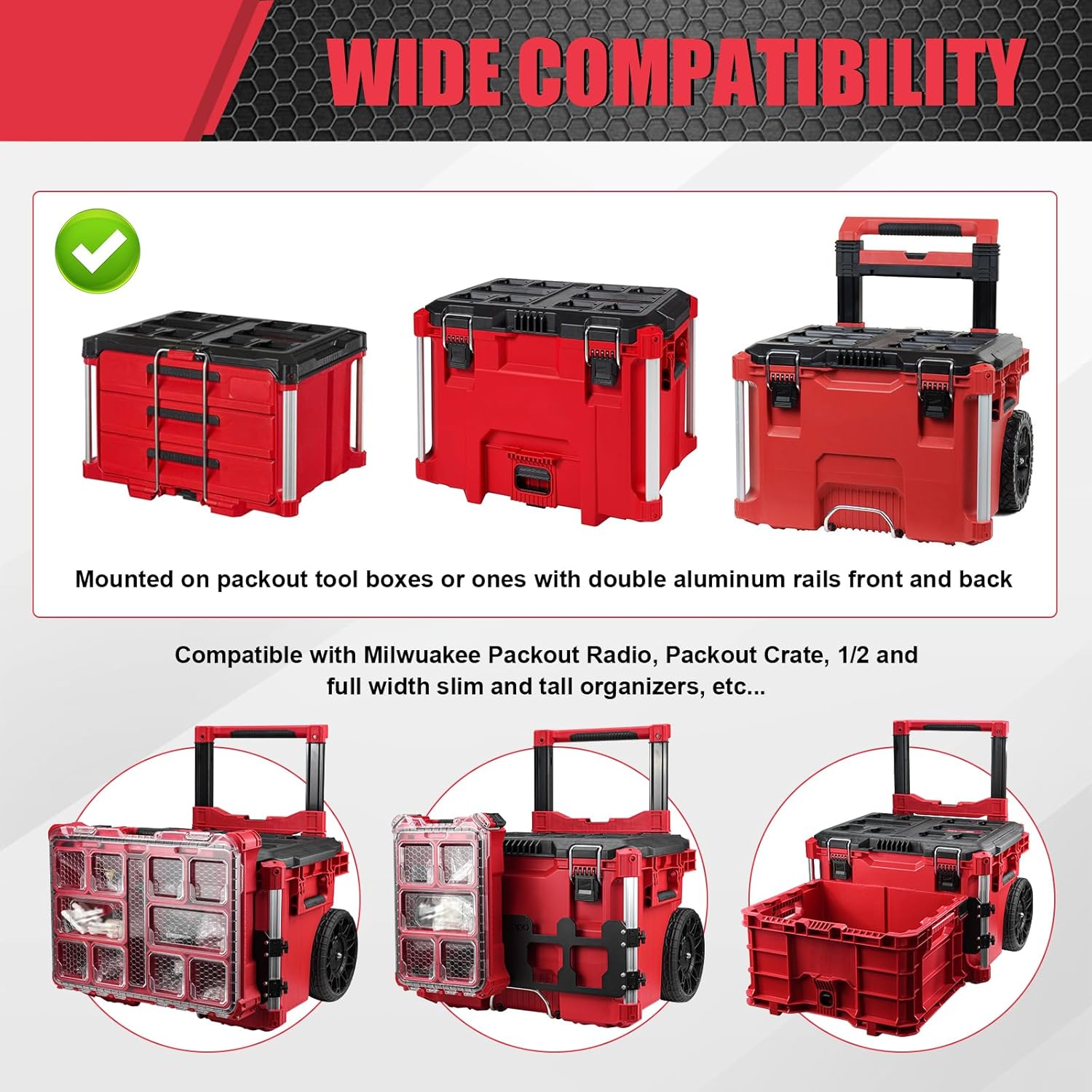 Packout Mounting Plate Compatible with Modular Stackable Packout Toolbox Packout Crate Organizer Bracket