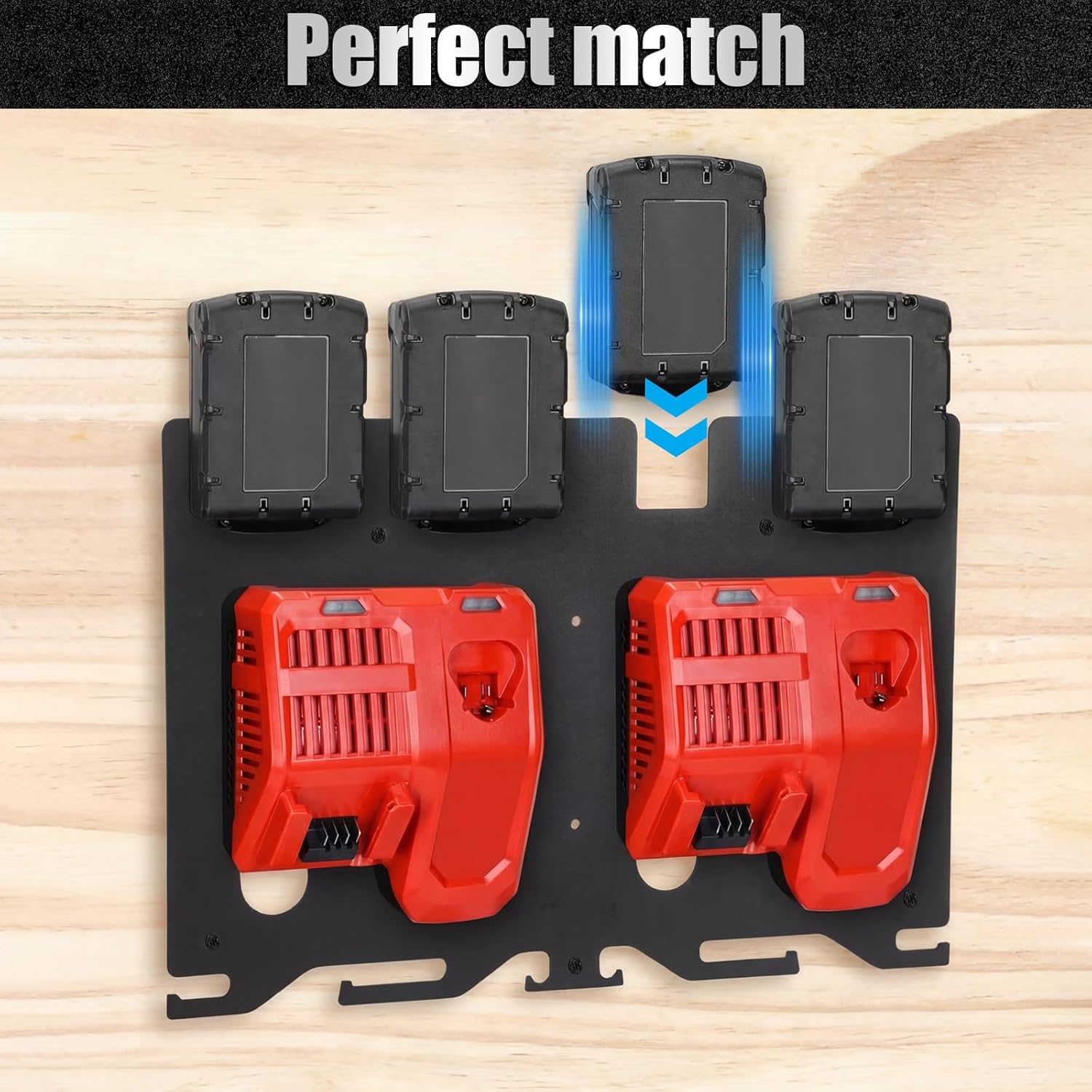 3-in-1 Metal Wall Mount for Milwaukee Chargers, Batteries & Drill