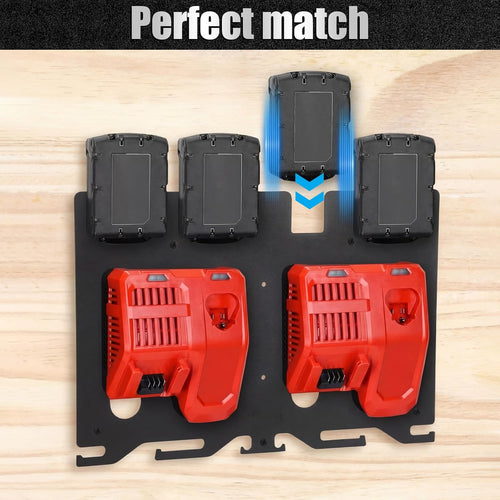 3-in-1 Metal Wall Mount for Milwaukee Chargers, Batteries & Drill