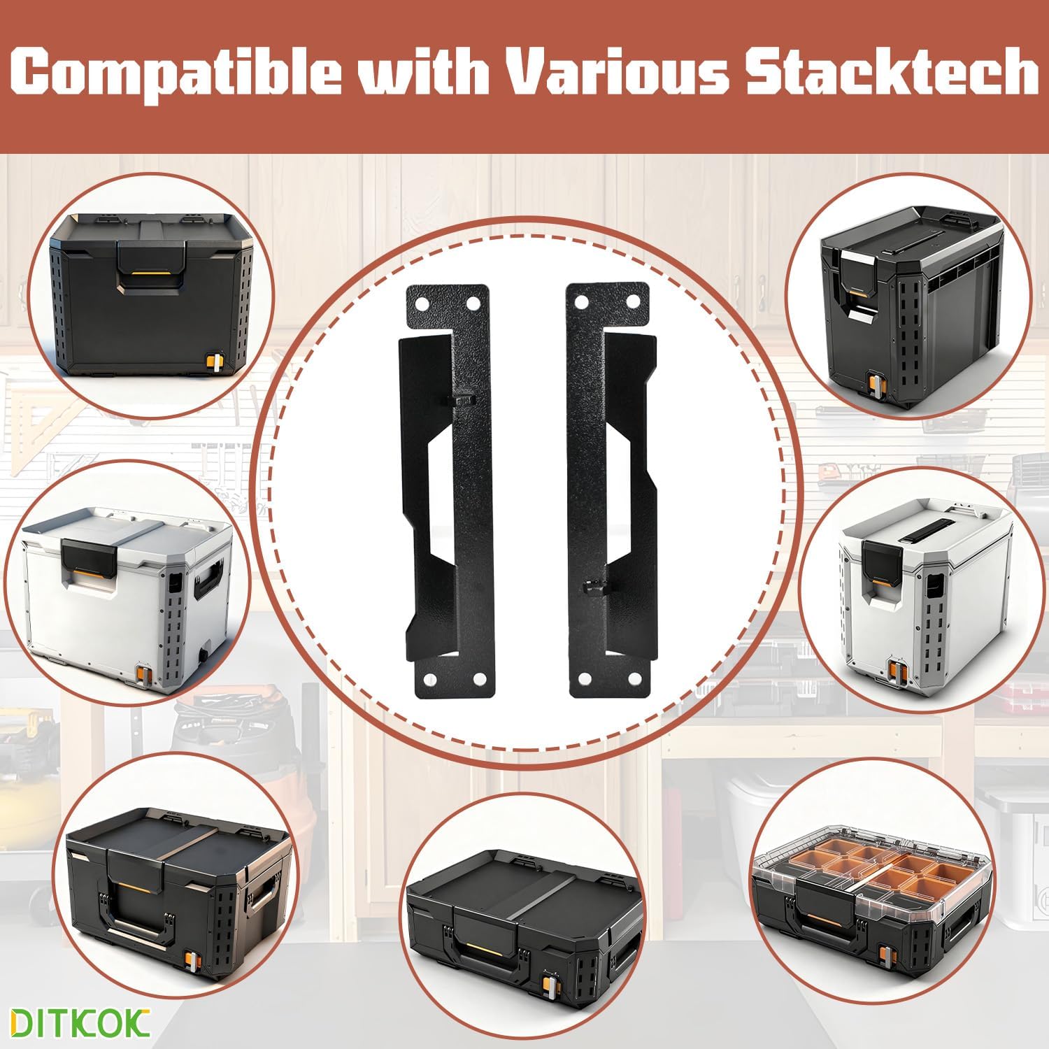 2Pcs Small Metal Mounting Brackets for Toughbuilt Stacktech