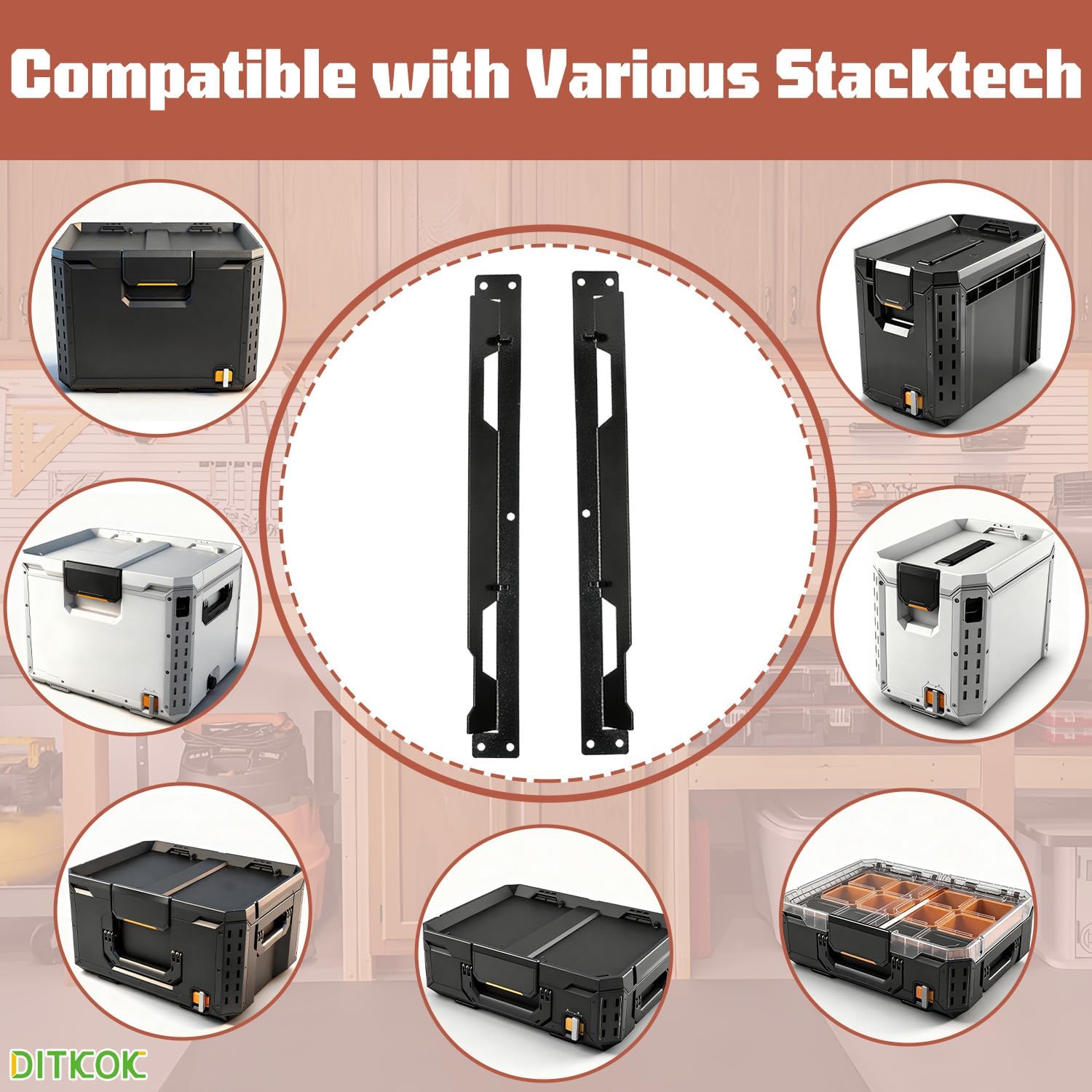 2Pcs Large Metal Mounting Brackets for Toughbuilt Stacktech