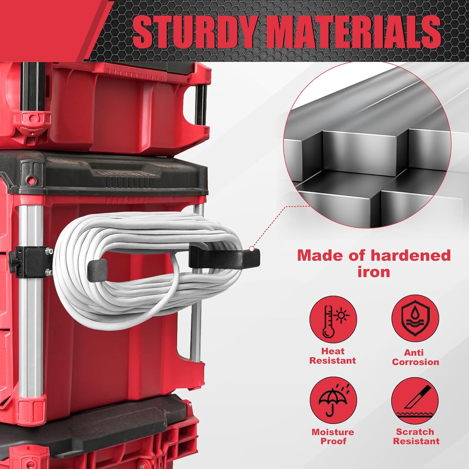 Extension Cord Holder Compatible with Packout Toolbox, Packout Toolbox Cord Storage Solution,Corner Rail clips Including
