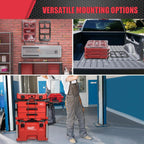 Folding Packout Mount Compatible with Packout Toolbox Side Storage, Rugged All-metal Frame, Compatible with Rails No Drilling Required, Saving Space, Can be Mounted on Wall or Floor