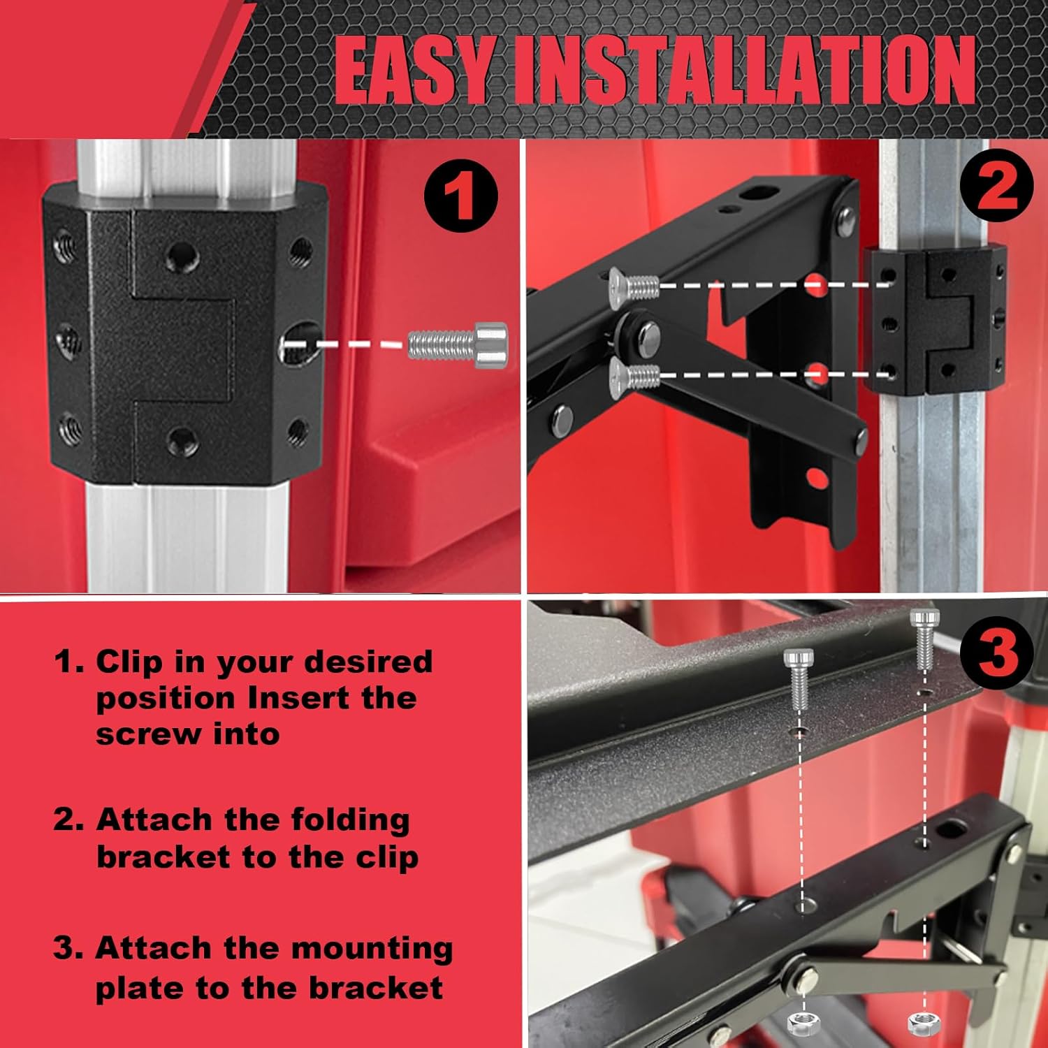 Folding Packout Mount Compatible with Milwaukee Packout Toolbox Side Storage, Rugged All-metal Frame, Compatible with Rails No Drilling Required, Saving Space, Can be Mounted on Wall or Floor