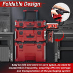 Folding Packout Mount Compatible with Packout Toolbox Side Storage, Rugged All-metal Frame, Compatible with Rails No Drilling Required, Saving Space, Can be Mounted on Wall or Floor