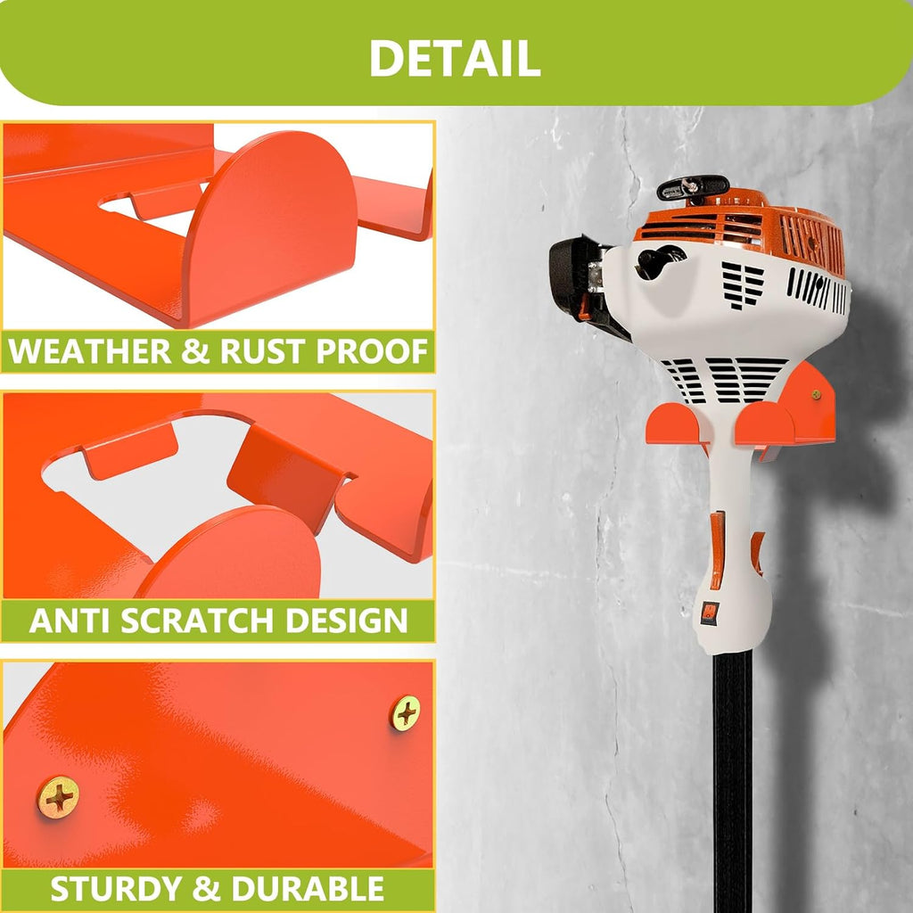 Heavy-Duty Grass Trimmer Wall Mount – Garden Tool Hanger for Weed Eater, Hedge Trimmer, Leaf Blower, Ladder, Shovel