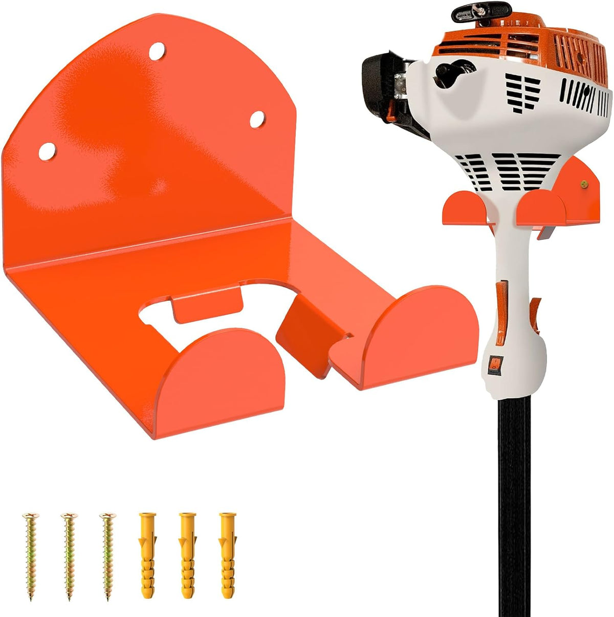 Heavy-Duty Grass Trimmer Wall Mount – Garden Tool Hanger for Weed Eater, Hedge Trimmer, Leaf Blower, Ladder, Shovel