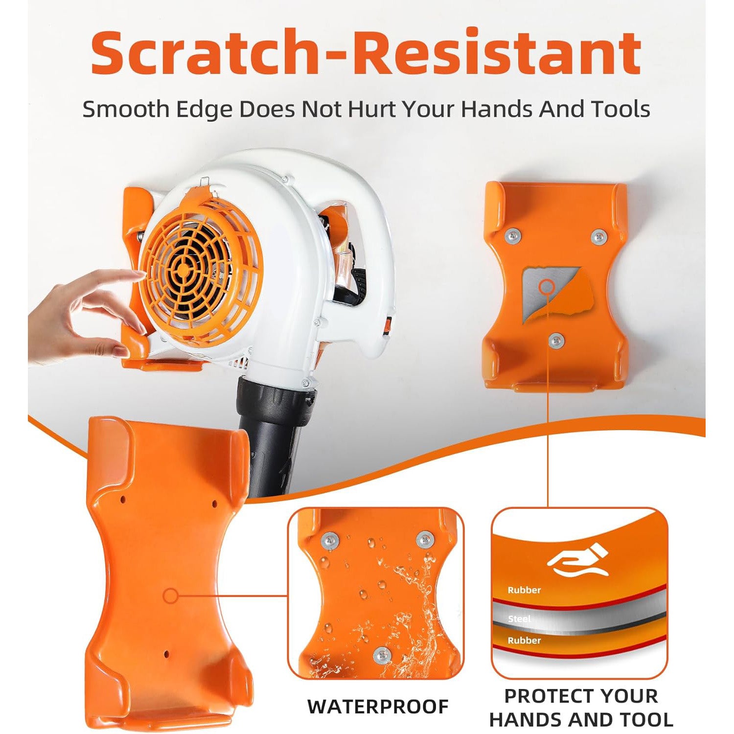 Handheld Leaf Blower Wall Mount Rack – Heavy-Duty Steel Storage Hook with Rubber Coating – Fits BG-50, BG-56, BG-66, SH-56