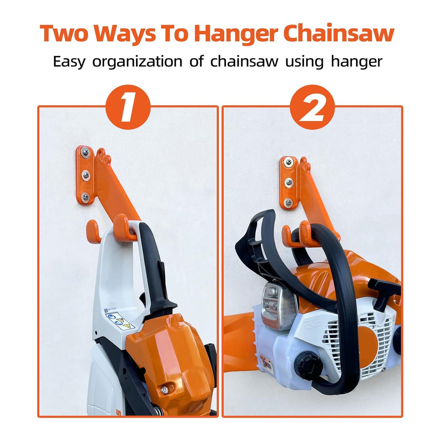Chainsaw Hanger, 2 Pack Chainsaw Wall Mount, Heavy Duty Chainsaw Holder, Garage Organization Garage Storage Shed Organizer Mounted Chainsaw Rack