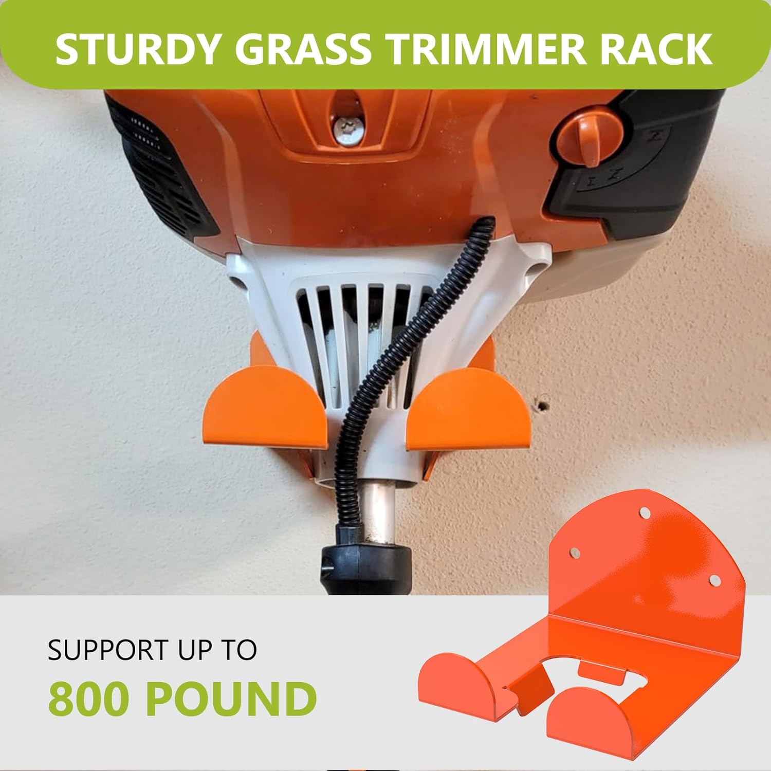 Heavy-Duty Grass Trimmer Wall Mount – Garden Tool Hanger for Weed Eater, Hedge Trimmer, Leaf Blower, Ladder, Shovel