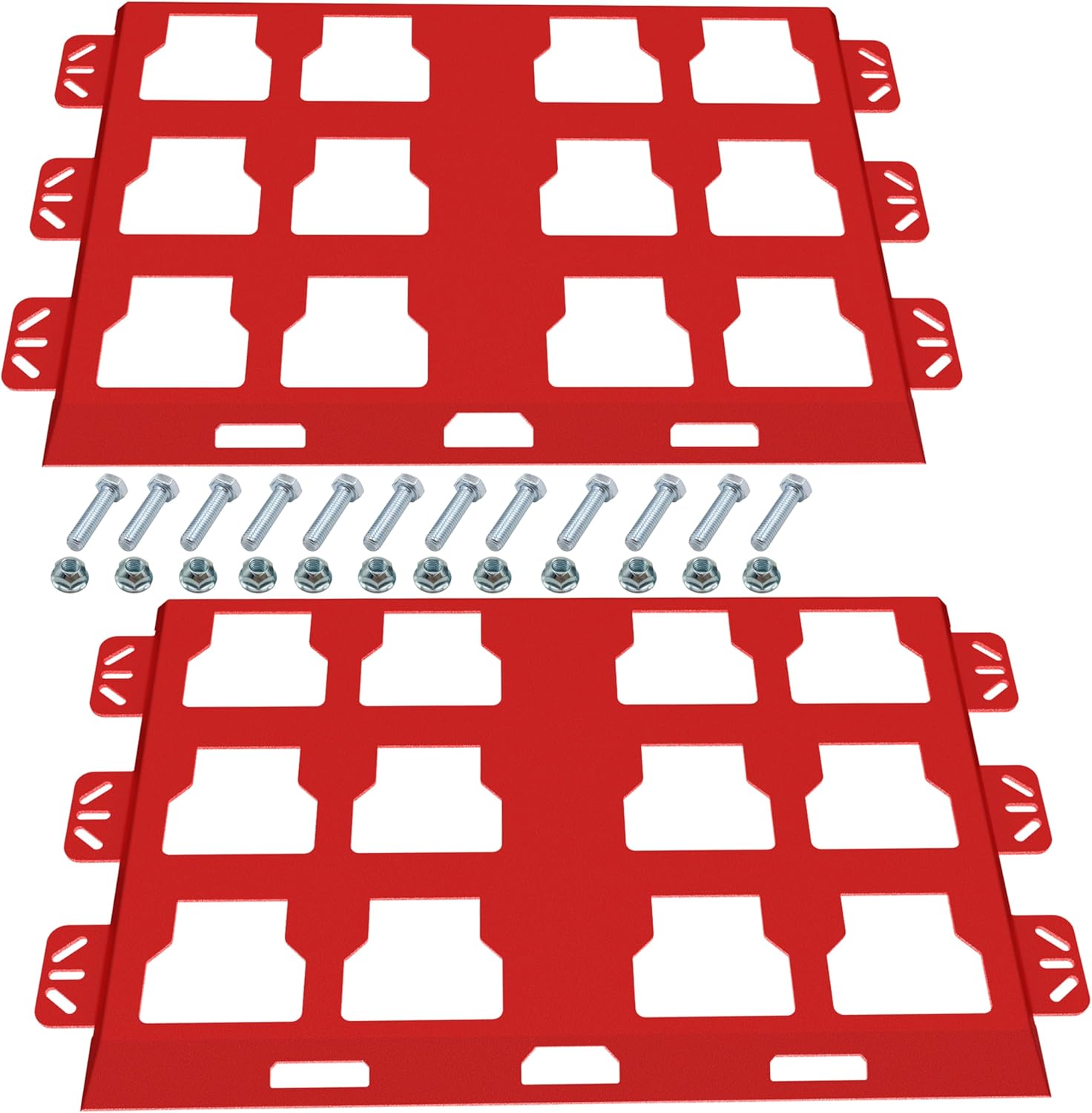 Red metal brackets