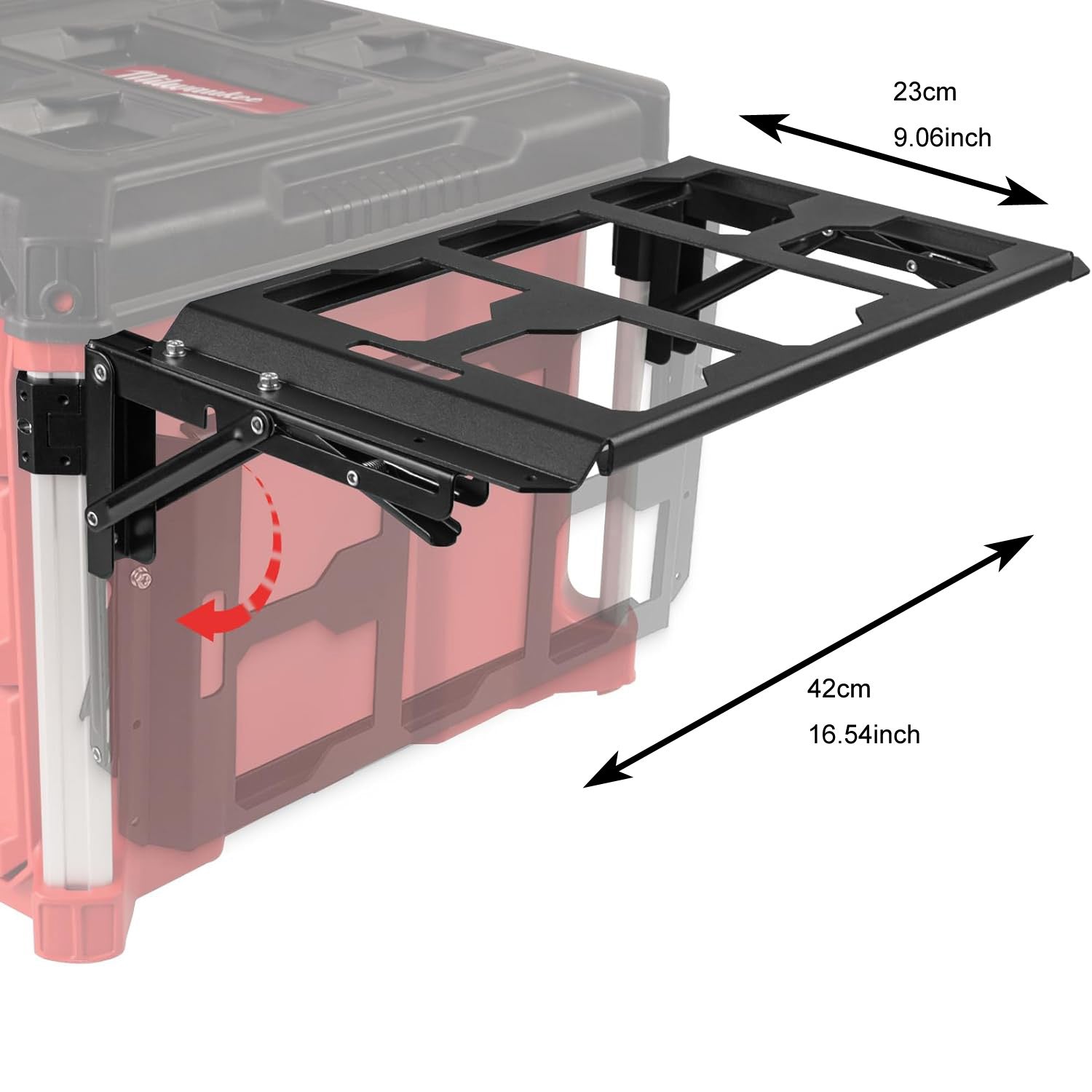 Folding Packout Mount Compatible with Milwaukee Packout Toolbox Side Storage, Rugged All-metal Frame, Compatible with Rails No Drilling Required, Saving Space, Can be Mounted on Wall or Floor