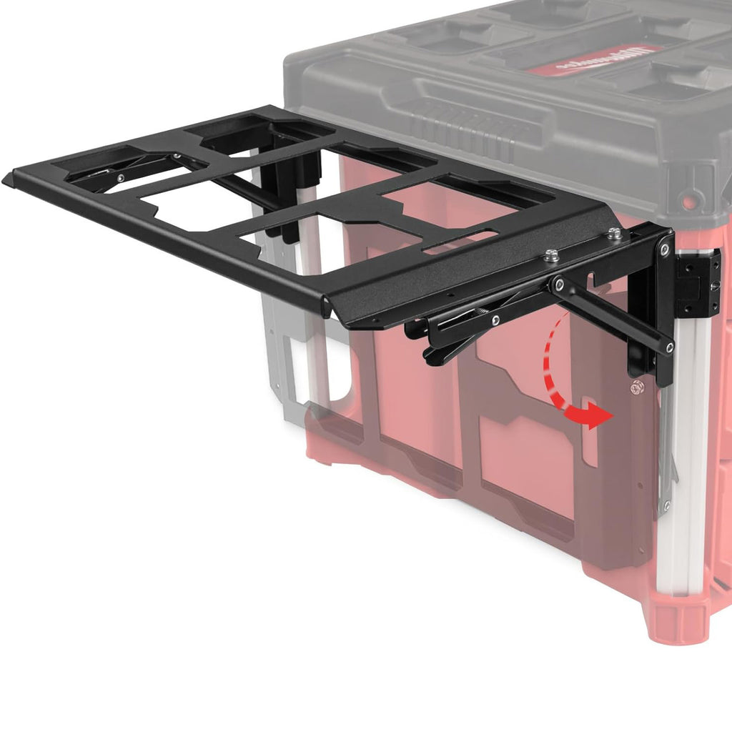 Folding Packout Mount Compatible with Milwaukee Packout Toolbox Side Storage, Rugged All-metal Frame, Compatible with Rails No Drilling Required, Saving Space, Can be Mounted on Wall or Floor