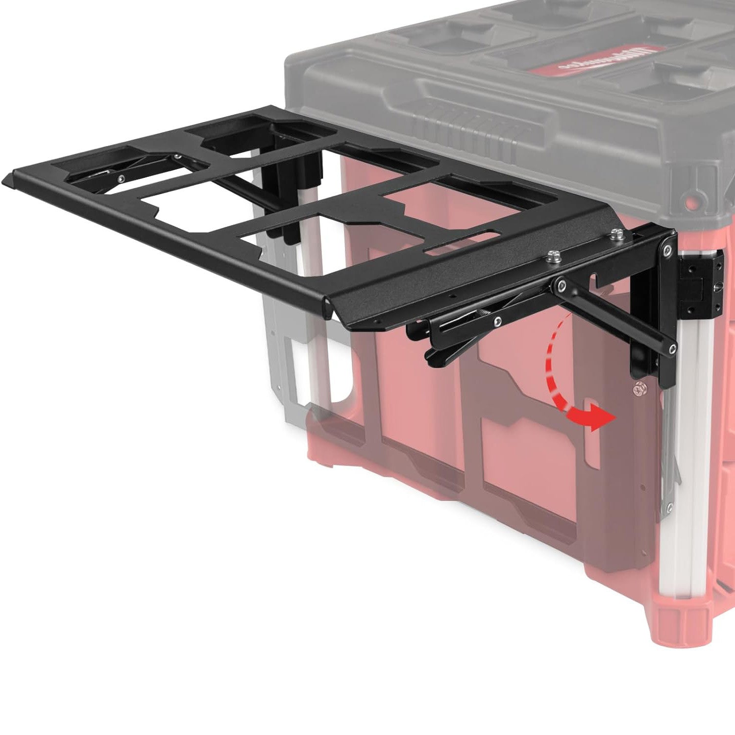 Folding Packout Mount Compatible with Milwaukee Packout Toolbox Side Storage, Rugged All-metal Frame, Compatible with Rails No Drilling Required, Saving Space, Can be Mounted on Wall or Floor