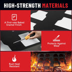 Product features with high-strength materials including baked enamel finish, wear resistance, and rust heat resistance.