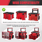 Red tool boxes with compatibility features highlighted on a gray background