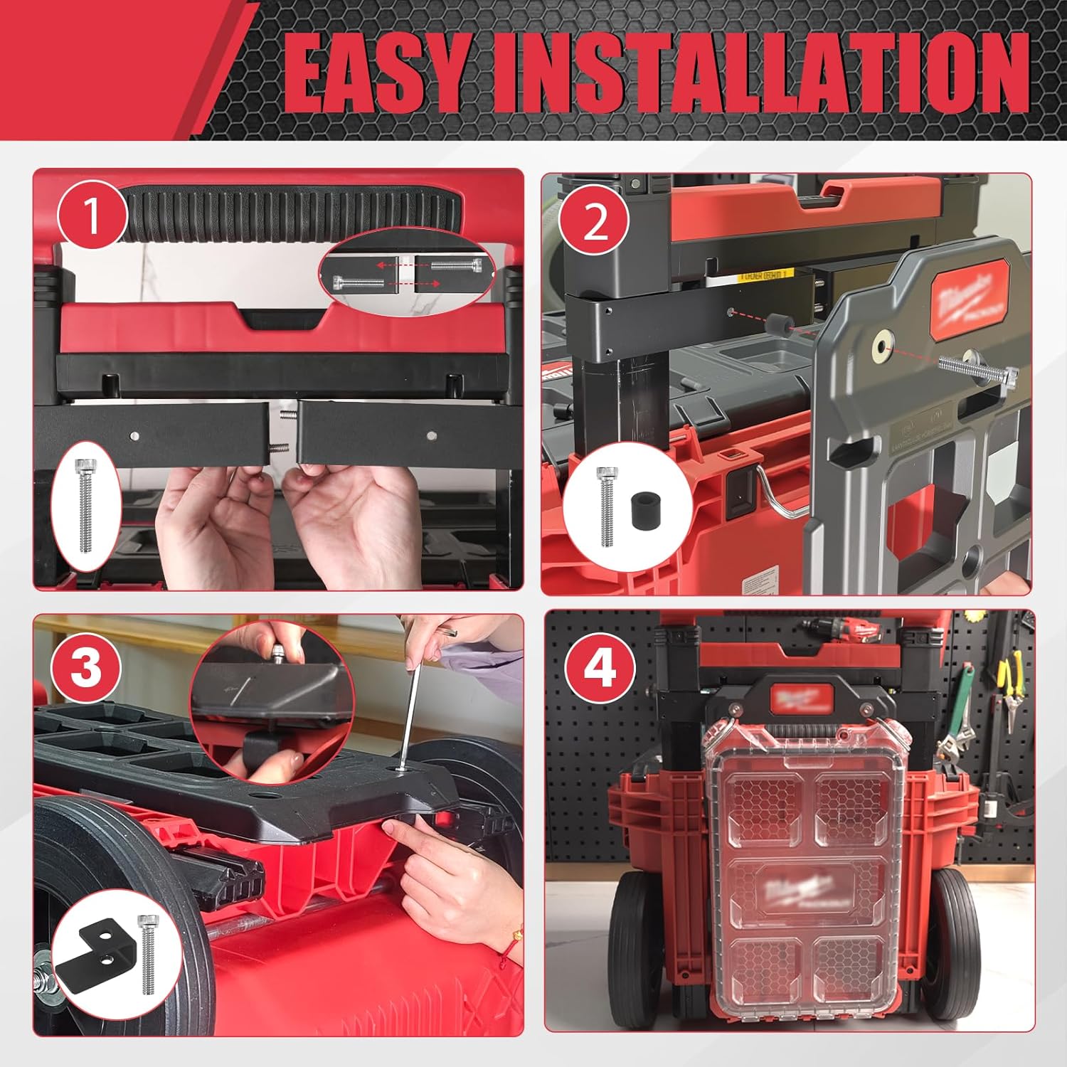 Packout Compact Mounting Plate Holder Compatible with Milwaukee 4822-8426 Rolling Toolbox, Mounted on Packout Toolbox Handle ,Mounting Plate for Tool Storage, Organization
