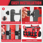 Step-by-step installation guide for a toolbox accessory with text 'Easy Installation'.