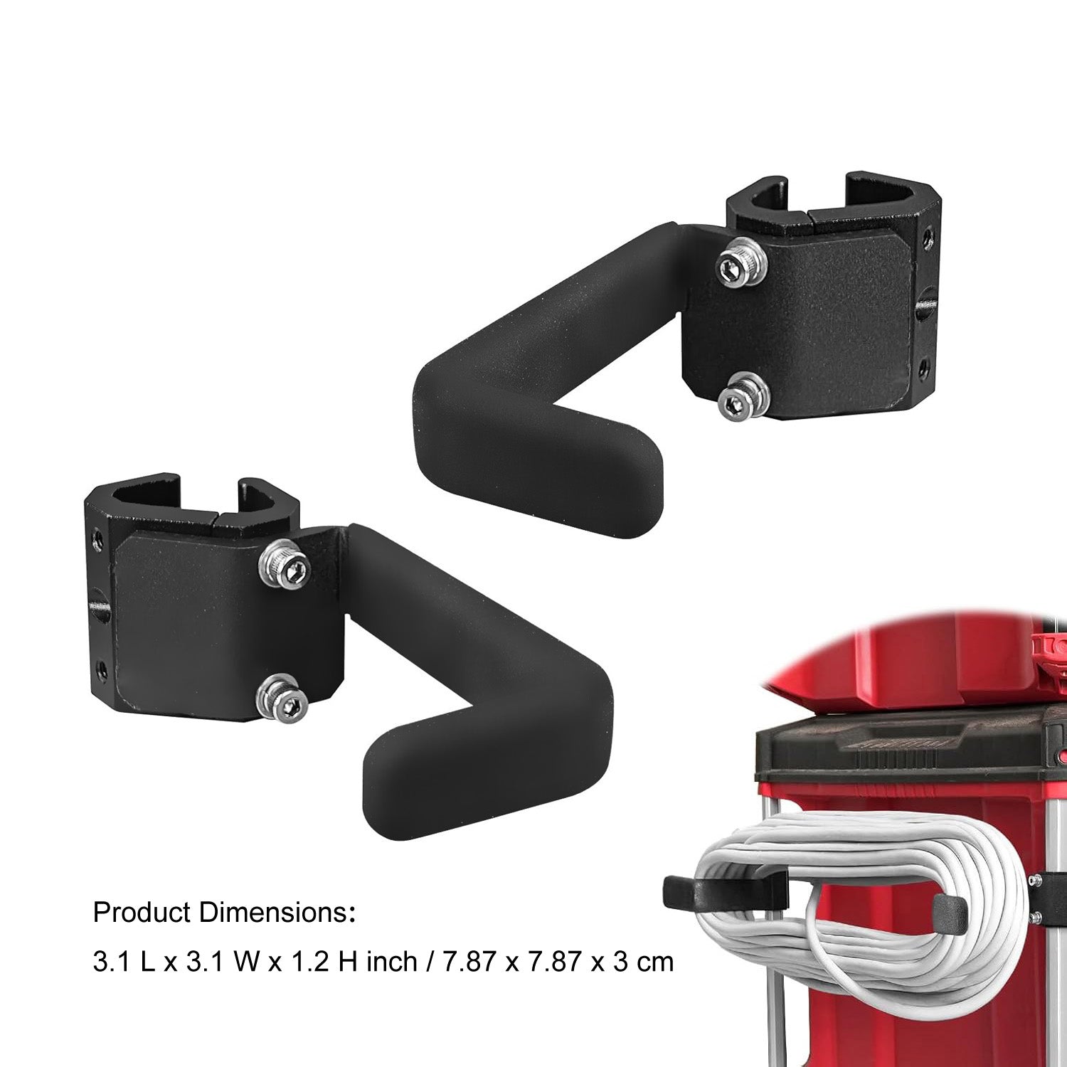 Extension Cord Holder Compatible with Milwaukee Packout Toolbox, Packout Toolbox Cord Storage Solution,Corner Rail clips Including