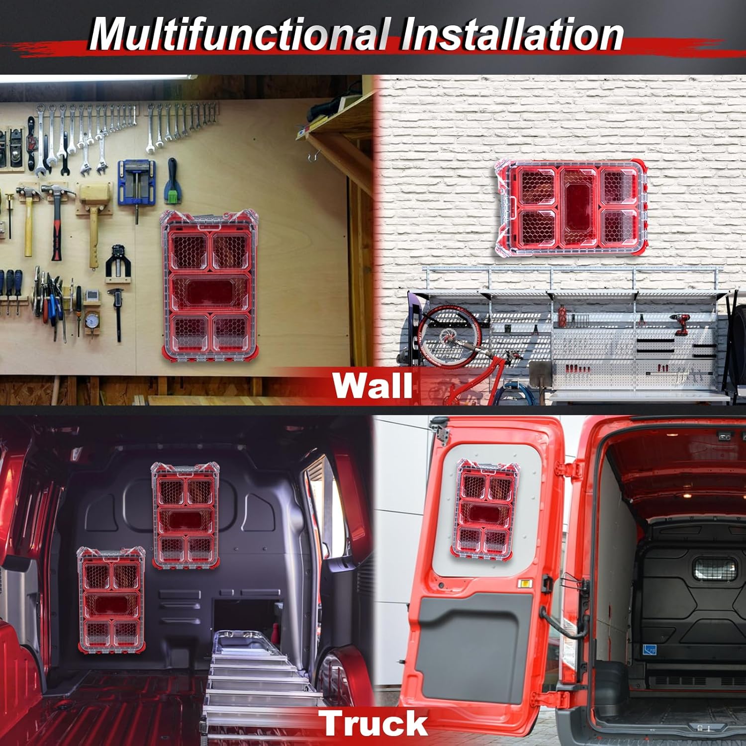 Folding Packout Mount Compatible with Milwaukee Packout Toolbox Side Storage, Rugged All-metal Frame, Compatible with Rails No Drilling Required, Saving Space, Can be Mounted on Wall or Floor