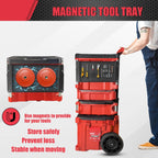 Folding Magnetic Tool Tray Table for Modular Tool Storage System – Portable Side Workbench with Secure Magnetic Tray