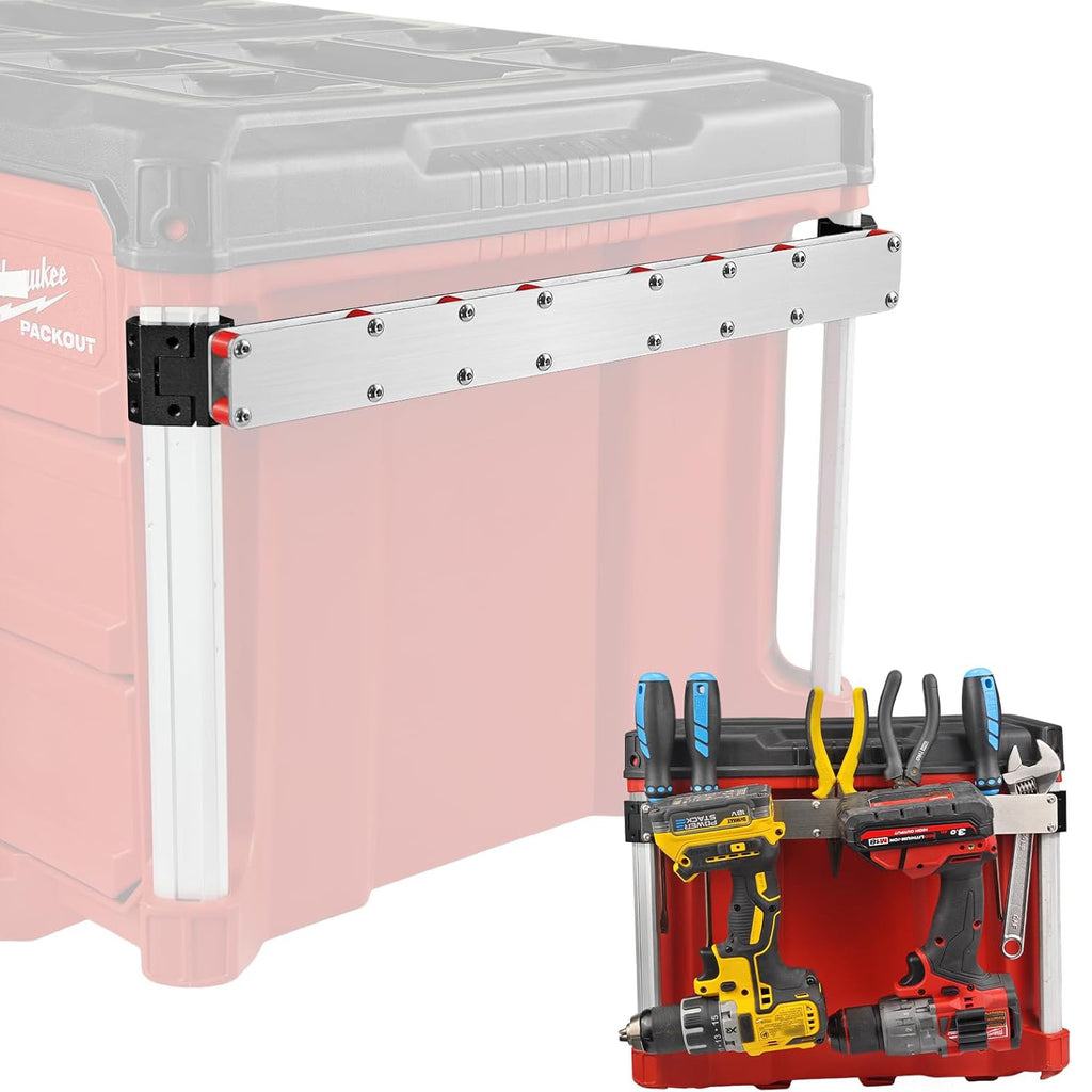 Power Drill Holder Fits for Milwaukee Packout Toolbox,Tape Measure Tool holder,Hanging Screwdrivers, Wrenches on The Side for Packout Toolbox Organizer