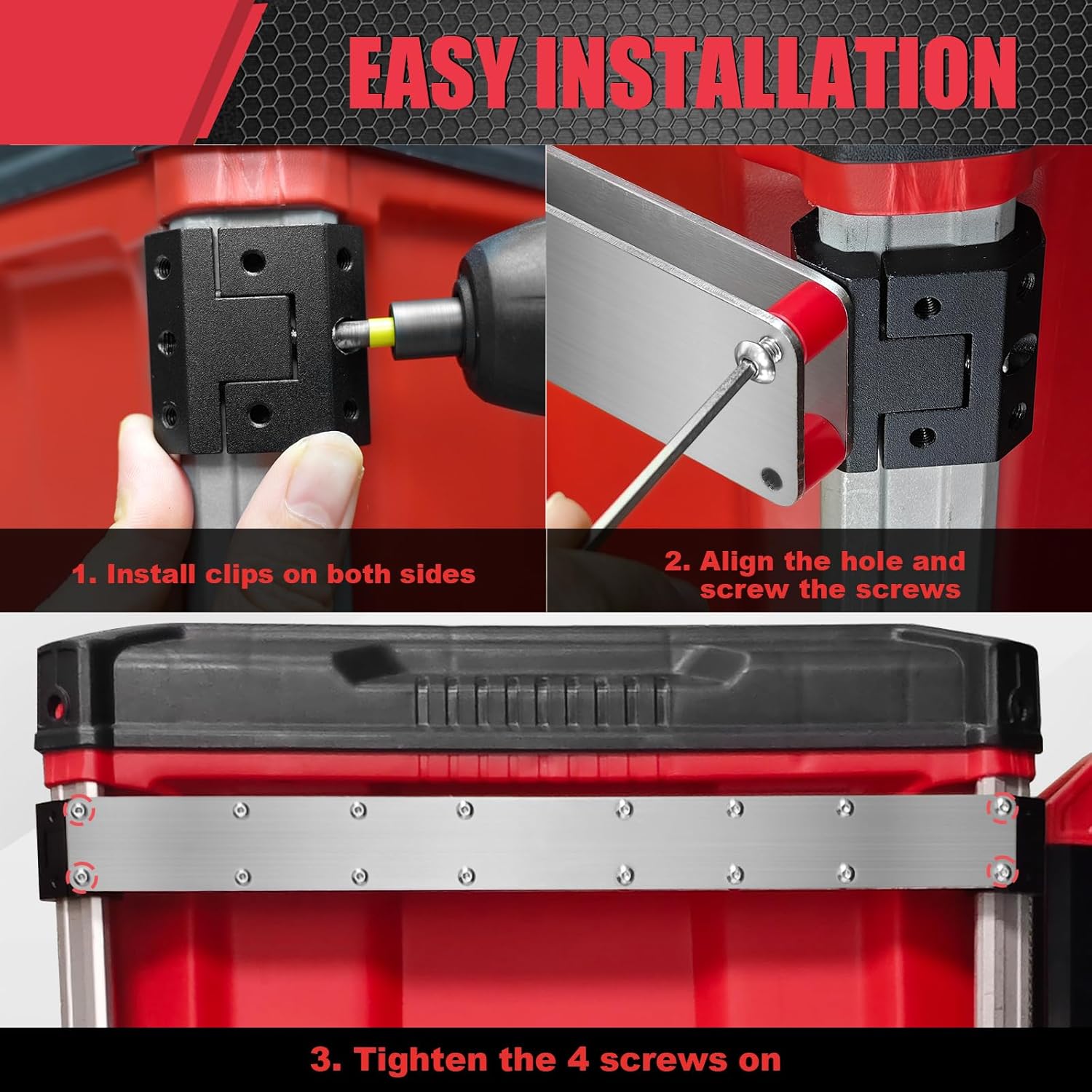 Power Drill Holder Fits for Milwaukee Packout Toolbox,Tape Measure Tool holder, Hanging Screwdrivers, Wrenches on The Side for Packout Toolbox Organizer
