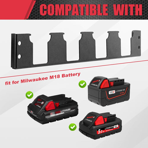 4-Slot Battery Holder for Modular Tool Storage Systems – Side Mount Battery Organizer with Corner Rail Clips, Secure & Easy Access