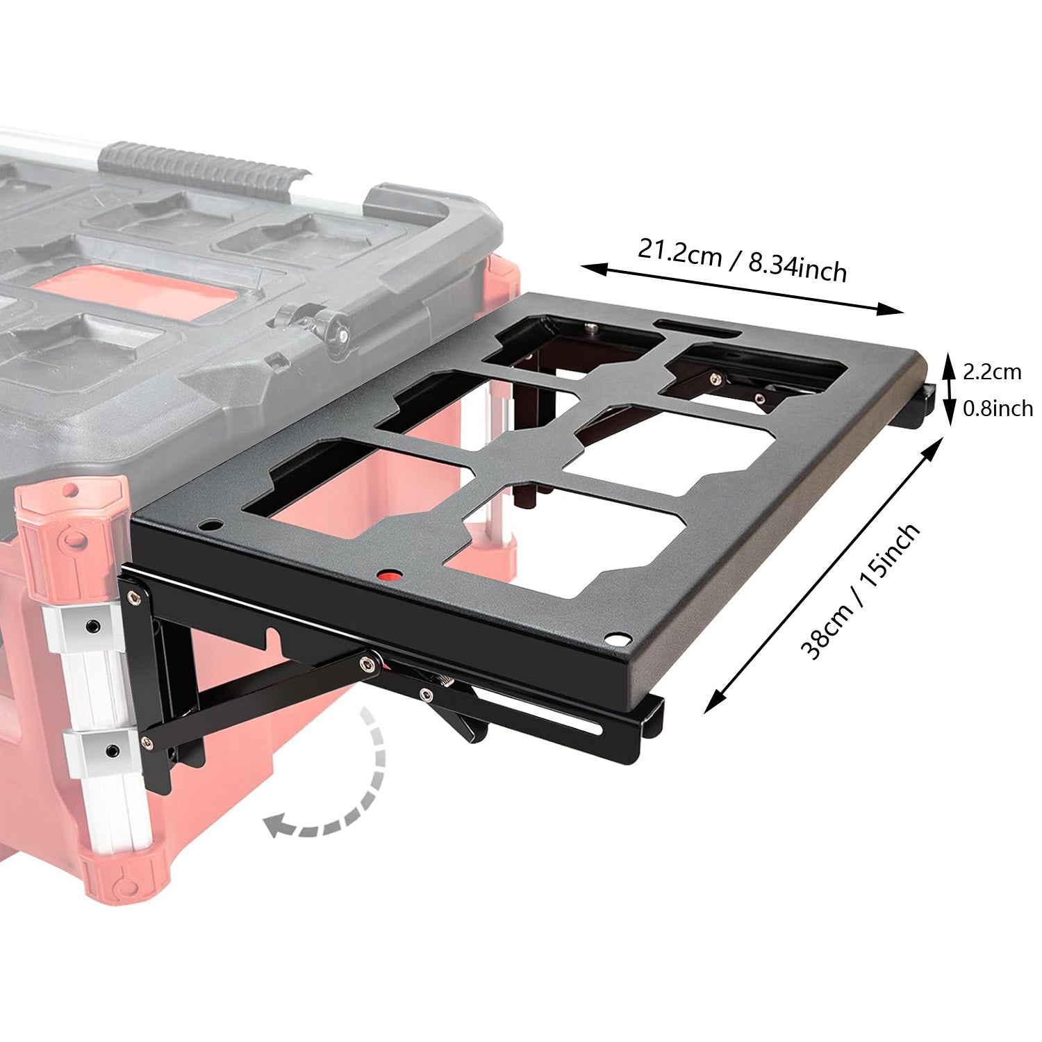 Folding Packout Mount Compatible with Mil.waukee Packout Toolbox Side Storage, Rugged All-metal Frame, Compatible with Rails No Drilling Required, Saving Space, Can be Mounted on Wall or Floor