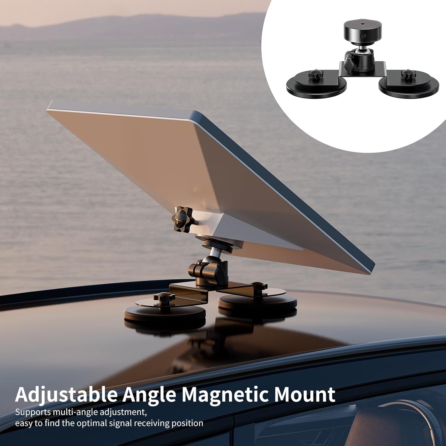 Starlink Mini Dish Mount, Magnetic Car Mount, Adjustable Angle, Black Metal Frame, Compatible with Starlink Mini Dish, Accessories for Car Roof/RV/Trucks/Boat