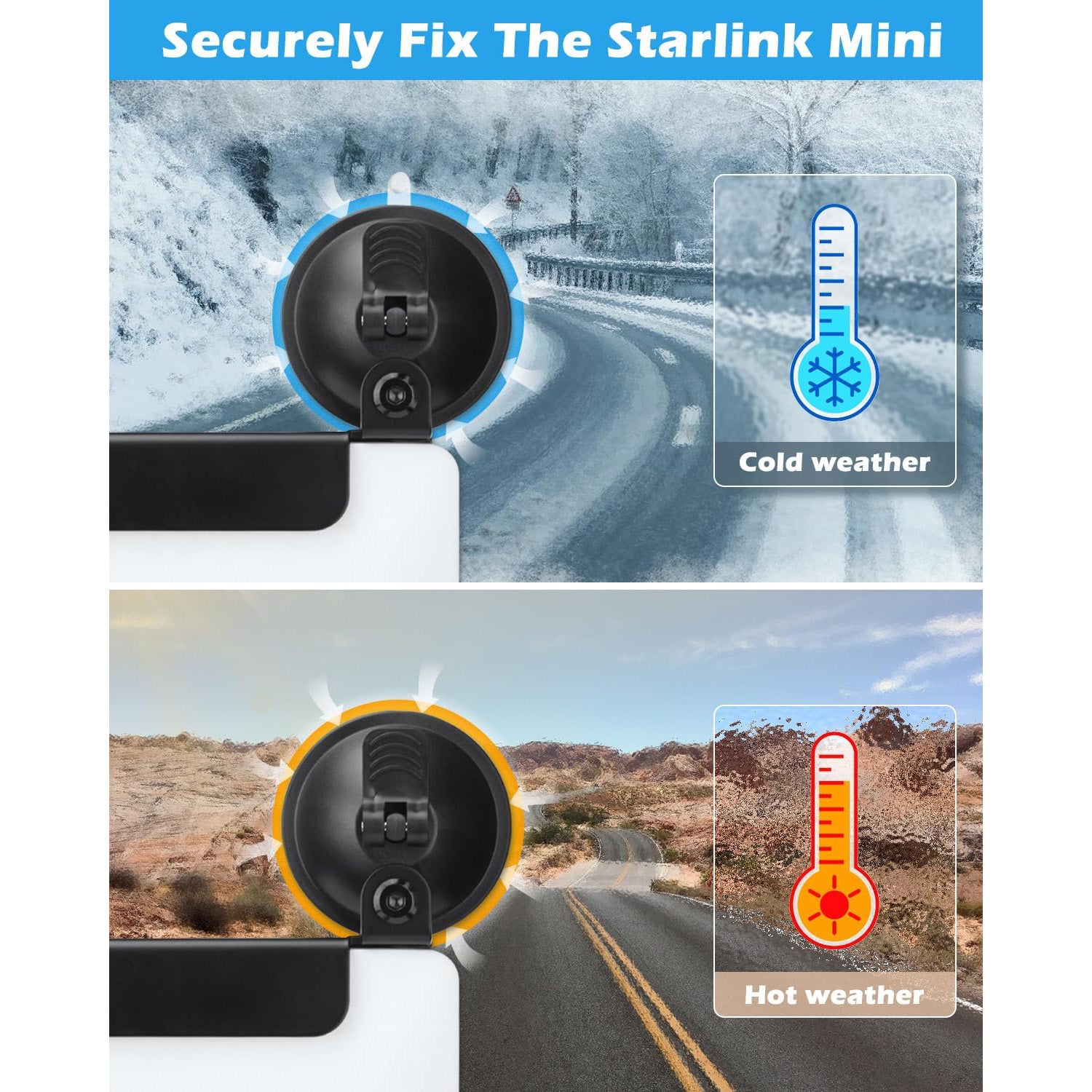 Starlink Mini Suction Cup Mount for Car Sunroof & Windows – Strong Grip, Stable Signal for RV, Boat & Travel